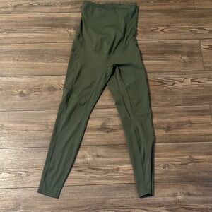 Enerful Olive Green Full Panel Maternity Leggings